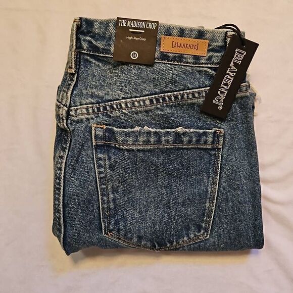 BLANK NYC The Madison Crop Distressed Destroyed Jeans Good Vibrations 28 - Picture 4 of 11